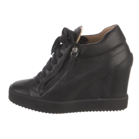 Giuseppe Zanotti Shoes - GIUSEPPE ZANOTTI - Addy Double Zip Leather Wedge Sneakers